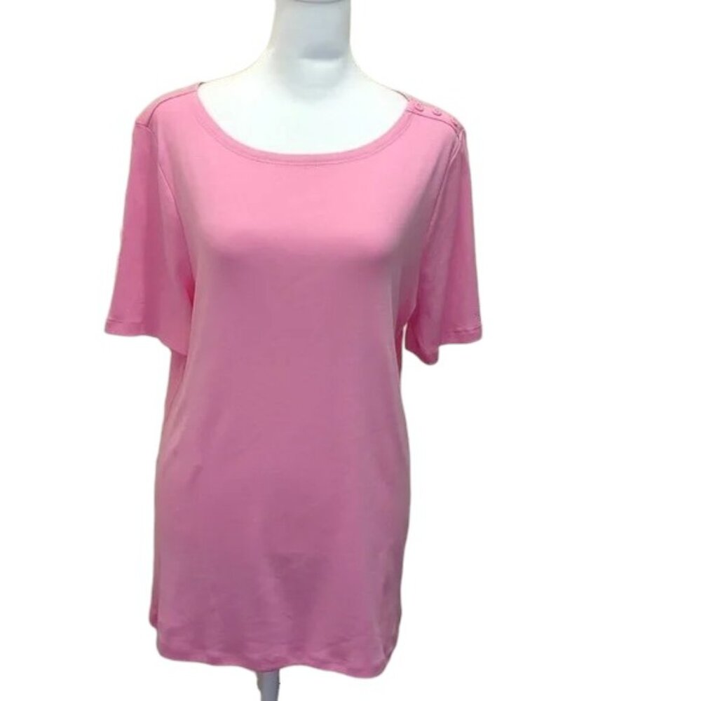 CHARTER CLUB Pima Cotton Button Shoulder Blouse NWT